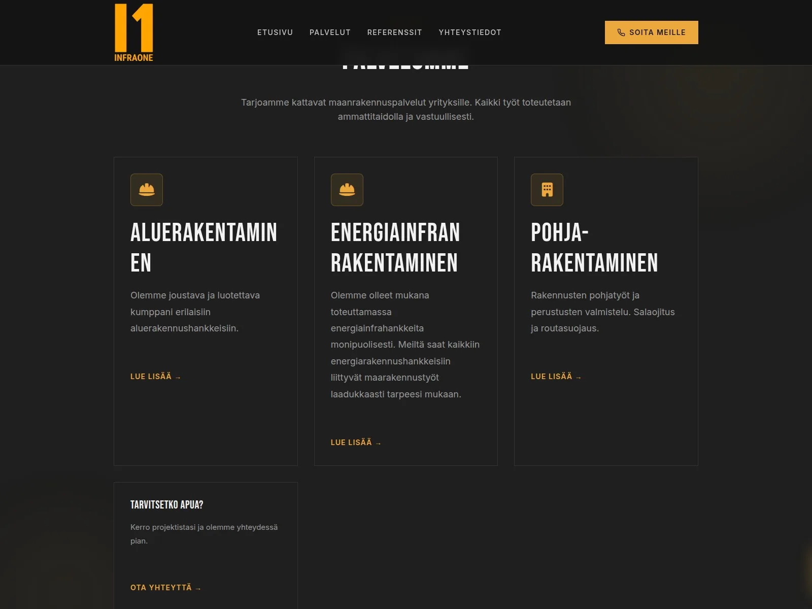 Infraone: näkymä sivustolta