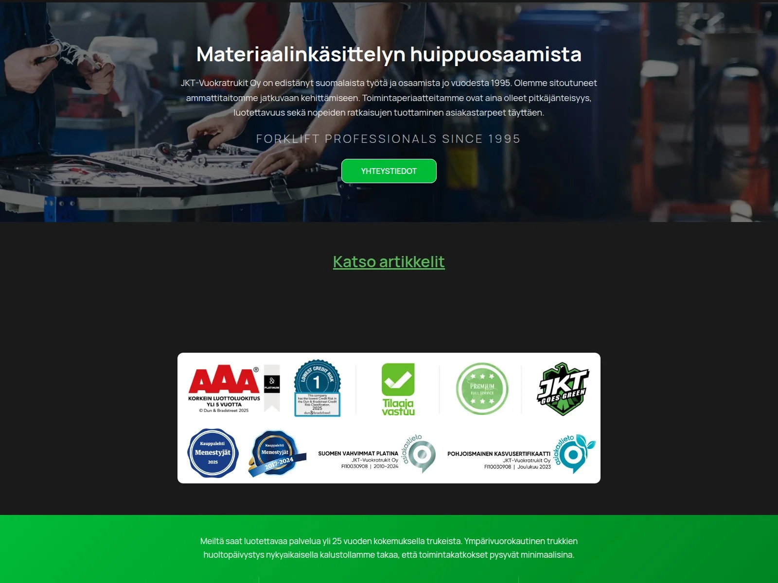 Vuokratrukit: näkymä sivustolta
